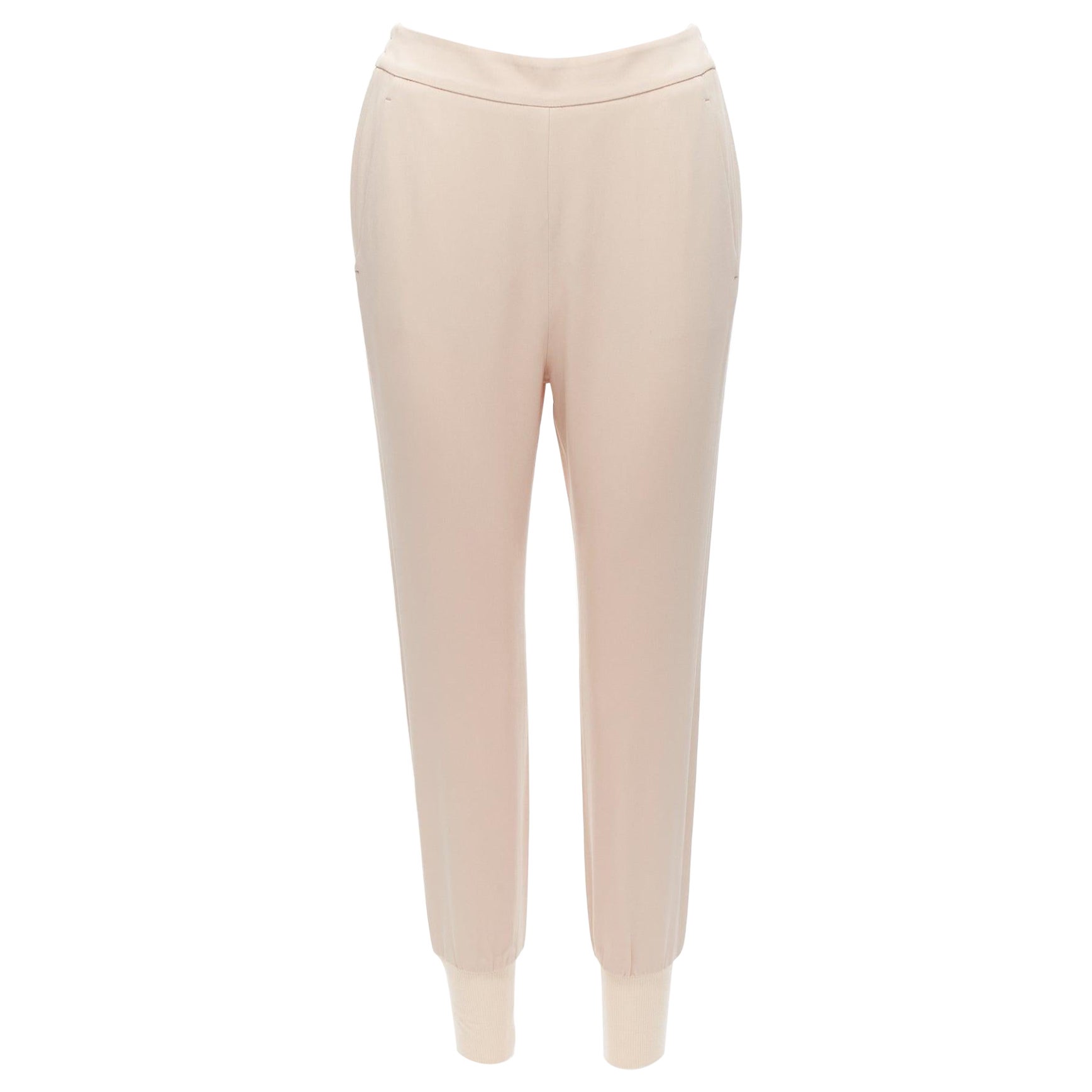 STELLA MCCARTNEY pink minimalist elastic waistband cropped jogger pants IT34 XXS For Sale