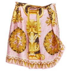 FENDACE FENDI VERSACE 2022 Gonna a drappeggio Zucca in oro rosa della passerella IT42 M.