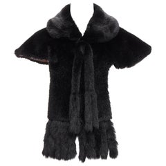 COMME DES GARCONS Robe De Chambre Vintage black faux fur Peter Pan capelet scarf