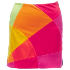 MOSCHINO CHEAP CHIC Vintage rainbow colorblock patchwork mini skirt IT40 S