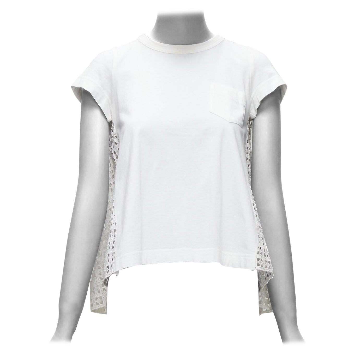 SACAI LUCK blusa babydoll de manga corta con ojales blancos JP1 S en venta