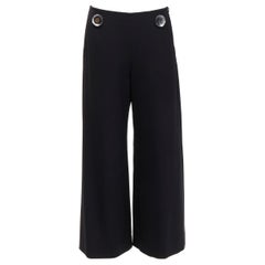 STELLA MCCARTNEY 2015 wool black silver button embellished wide leg pants IT40 S