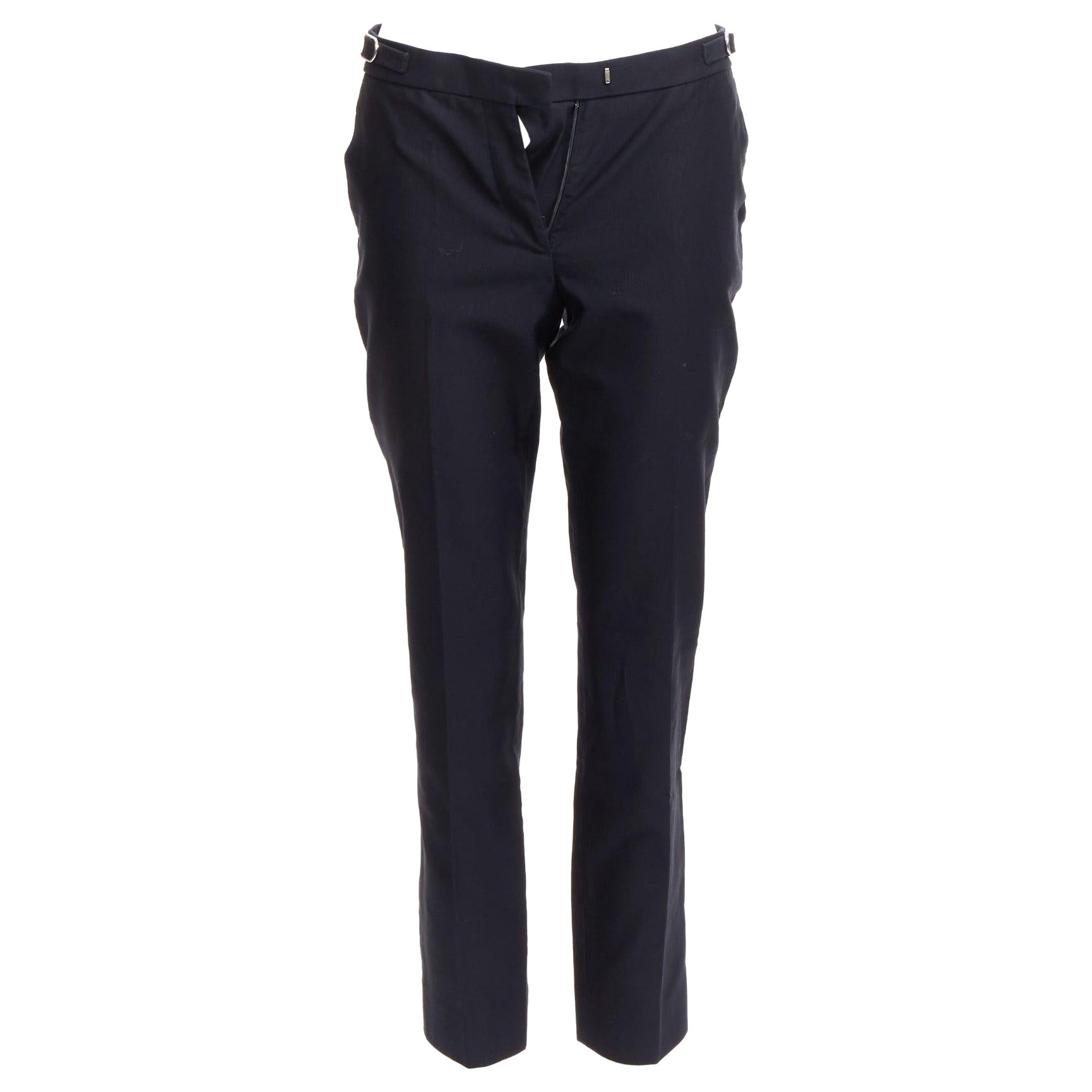 GABRIELA HEARST black silver side buckles silk lined tapered pants IT36 XXS For Sale