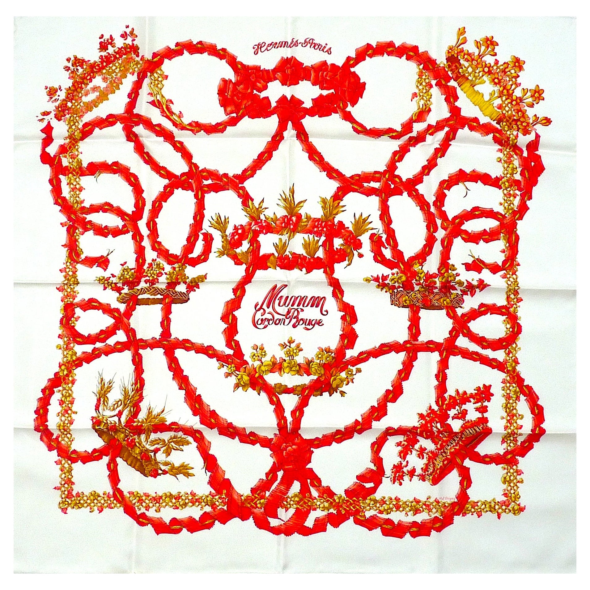 Very Rare Hermès Scarf Mumm Cordon Rouge, it is a special edition of Le Sacre du Printemps for the French Champagne Brand Mumm

Delivered with its Original Hermes Box

CONDITION : BRAND NEW, no flaw at all, never worn, in its original box

An