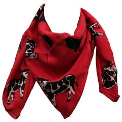 Sphinx Red Cow Silk Scarf