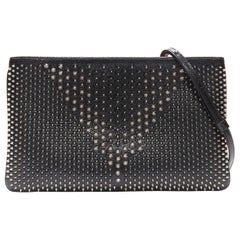 CHRISTIAN LOUBOUTIN Loubiposh black spike stud  crossbody shoulder clutch bag