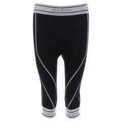 raro GUCCI Vintage Tom Ford grigio logo GG cuciture a coste leggings biker S