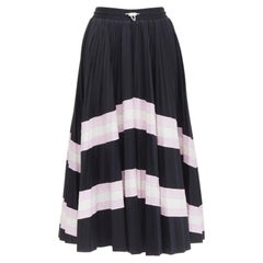VALENTINO gonna midi a righe rosa nero patchwork con alamari XS