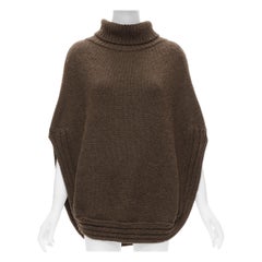 GUCCI Vintage brown 100% camel hair turtleneck circle poncho top L