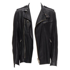 ANN DEMEULEMEESTER Vintage schwarz gewaschenes Leder Classic Moto Biker Jacke XS
