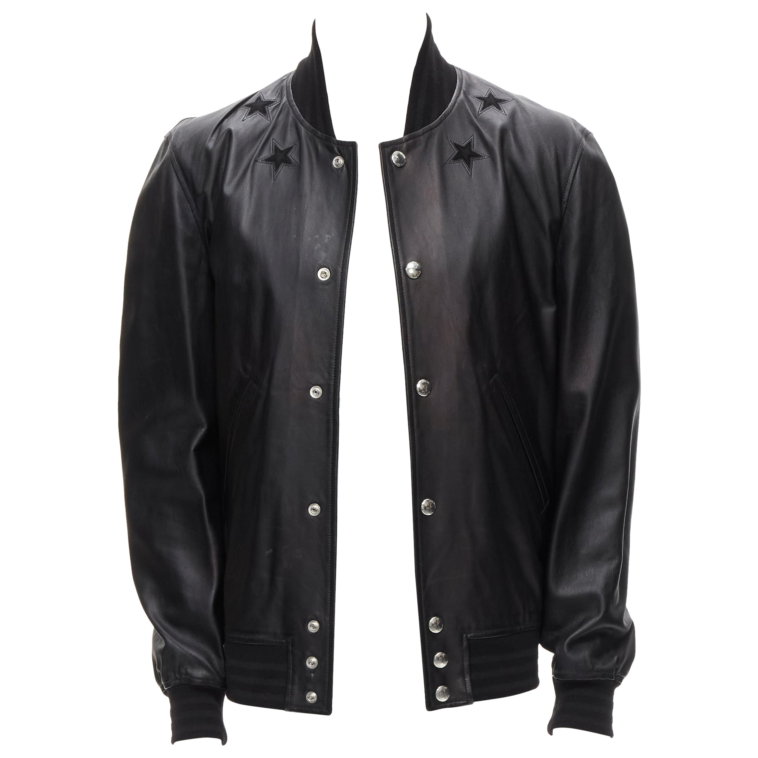 GIVENCHY Riccardo Tisci bomber in pelle d'agnello con stelle nere EU48 M in vendita
