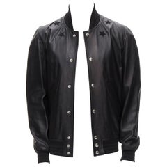 Bomber GIVENCHY Riccardo Tisci en cuir d'agneau noir avec étoiles emblématiques EU48 M