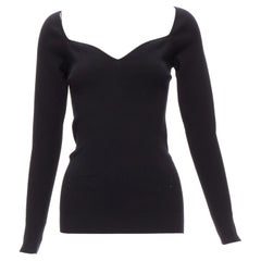 Balenciaga Demna top nero in maglia modale con scollo a cuore FR40 L.