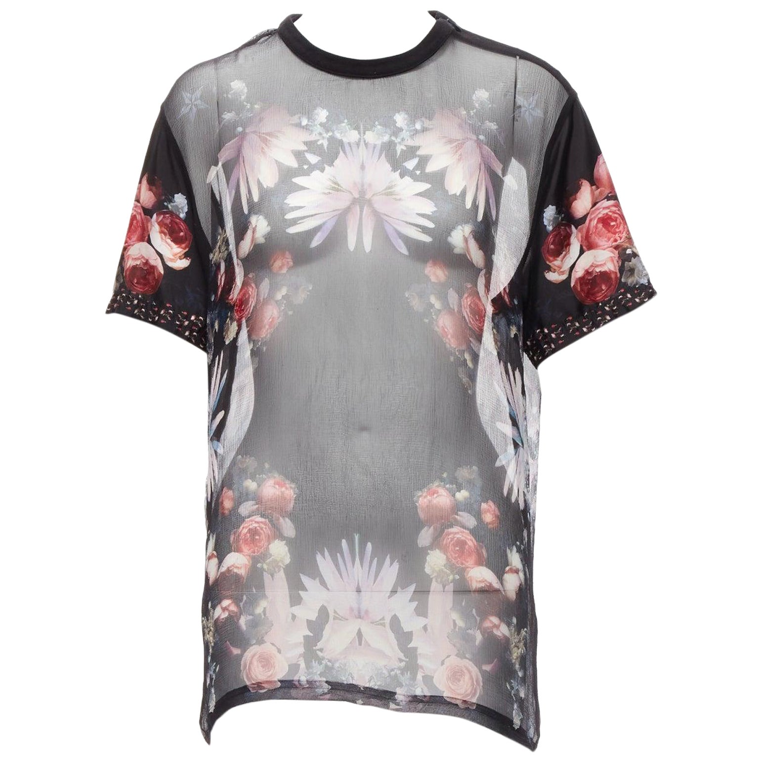 GIVENCHY RICCARDO TISCI rot schwarz floral schier romantisch goth tshirt FR34 XS im Angebot