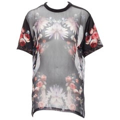 GIVENCHY RICCARDO TISCI red black floral sheer romantic goth tshirt FR34 XS