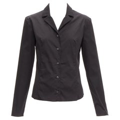 PRADA Vintage charcoal black lapels dared minimal classic dress shirt IT46 XL