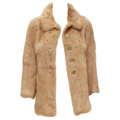 APC tan brown vera pelliccia bottoni dorati cappotto invernale XS