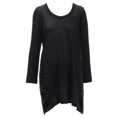 SACAI 2014 negro 100% lana terciopelo devore rayas vestido jersey escarpado JP2 M