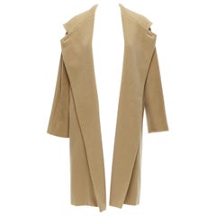 MAX MARA camel tan brown virgin wool cashmere wide collar wrap front coat IT38 S