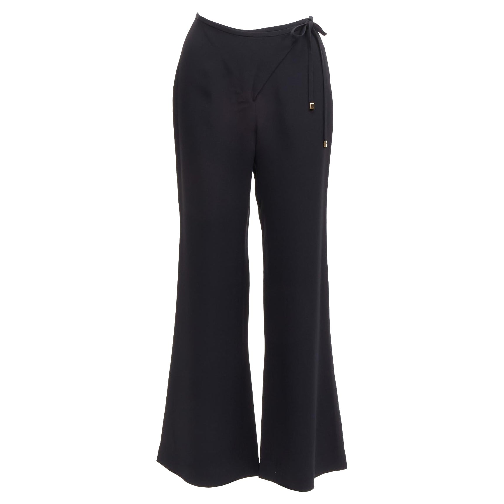 Tom Ford for Gucci Vintage nero fascino minimalista cravatta in vita pantaloni a gamba larga IT40 S