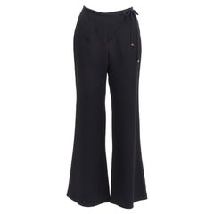 GUCCI Tom Ford Used black minimalistic charm tie waist wide leg pants IT40 S