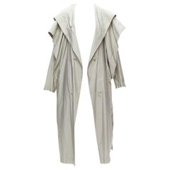 ISSEY MIYAKE 1986 Vintage Runway grey hooded sleeve layer draped overcoat JP9 M