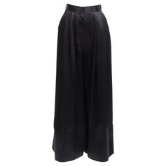 GIVENCHY RICCARDO TISCI black 100% silk satin high waisted wide leg pants