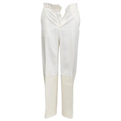 OLD CELINE Phoebe Philo Hose mit minimalem geradem Bein und weißem Ledersaum FR36 S