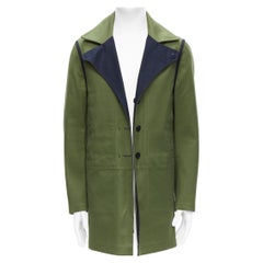 ENTINO Wendbarer grüner marineblauer übergroßer Mantel aus Baumwollpoplin EU48 M