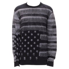 GIVENCHY Riccardo Tisci jersey redondo de algodón gris bandera americana desgastado M