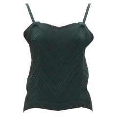 ISSEY MIYAKE dark green spaghetti strap plisse camisole vest top M