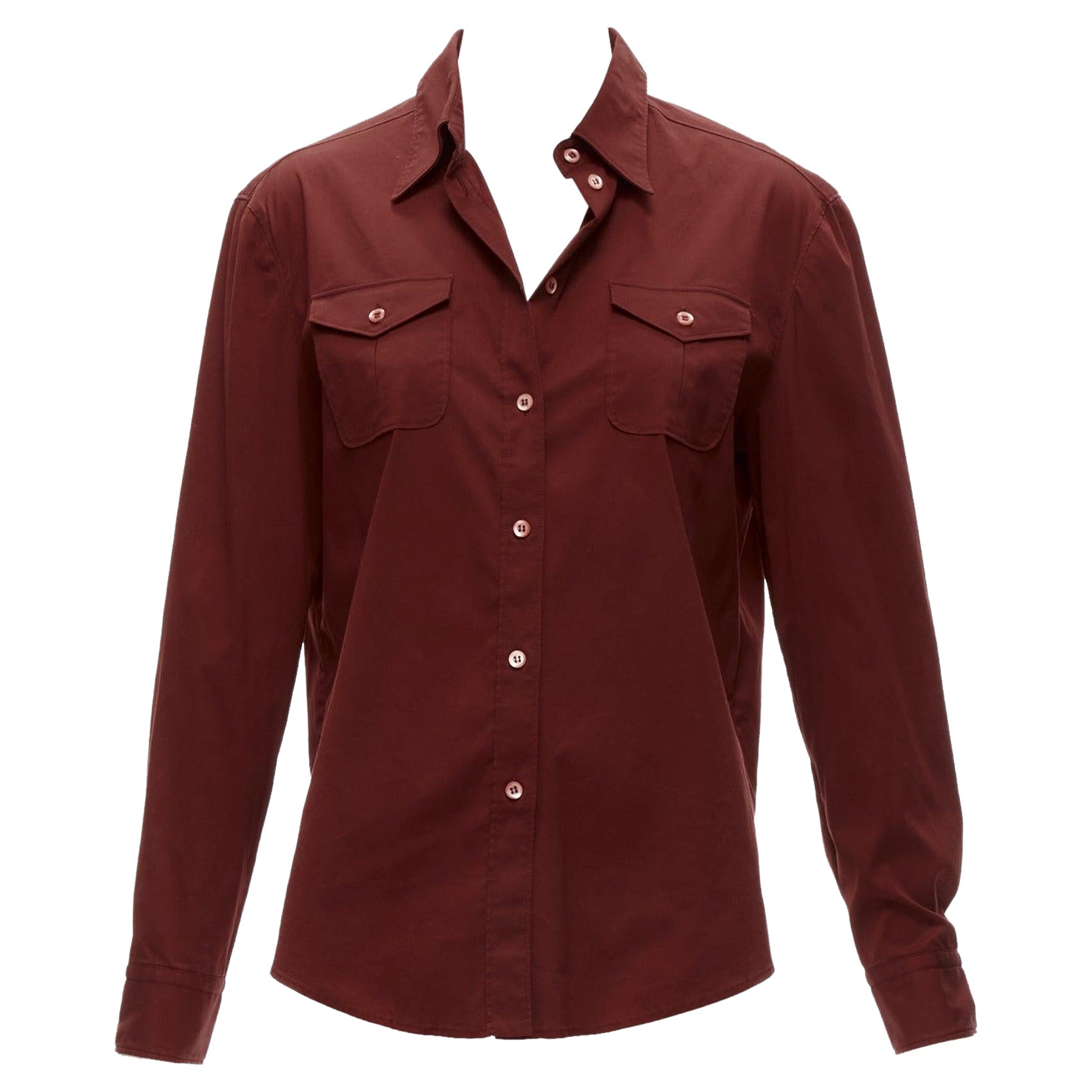 PRADA 1997 Vintage red double flap pocket button front dress shirt IT44 L For Sale