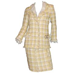 CHANEL Frayed Signature Lesage Fantasy Tweed CC Logo Fringe Skirt Suit 2