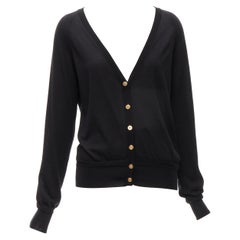 VERSACE 2020 Medusa Strickjacke aus schwarzer Wolle, Kaschmir und Seide mit Knöpfen aus Medusa IT38 XS