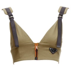 PRADA 2021 orange zippé kaki vert technique soutien-gorge IT38 XS