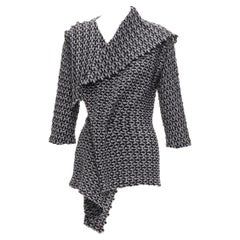 YOHJI YAMAMOTO 80s Vintage gris lana chal asimétrico wrap cardigan M
