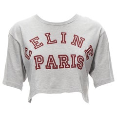 Celine PARIS - Felpa girocollo in cotone grigio con logo rosso XS