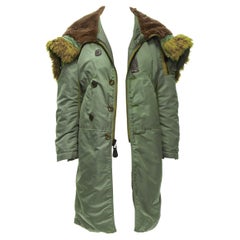 JUNYA WATANABE 2006 brown faux fur hood green padded safari army coat XS