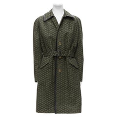 VERSACE 2021 La Greene & Greene trench-coat Medusa Mac en cuir graphique vert IT52 XL