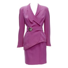 THIERRY MUGLER Vintage pink space age curved lapel metal buckle blazer IT9AT S