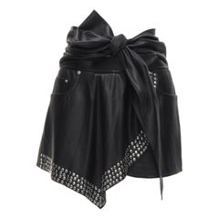ALEXANDER WANG pantaloncini neri in ecopelle con borchie argentate e drappeggiati US2 XS