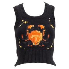 CHRISTIAN DIOR 2022 Pixel Zodiac Cancer cashmere intarsia cropped vest FR34 X
