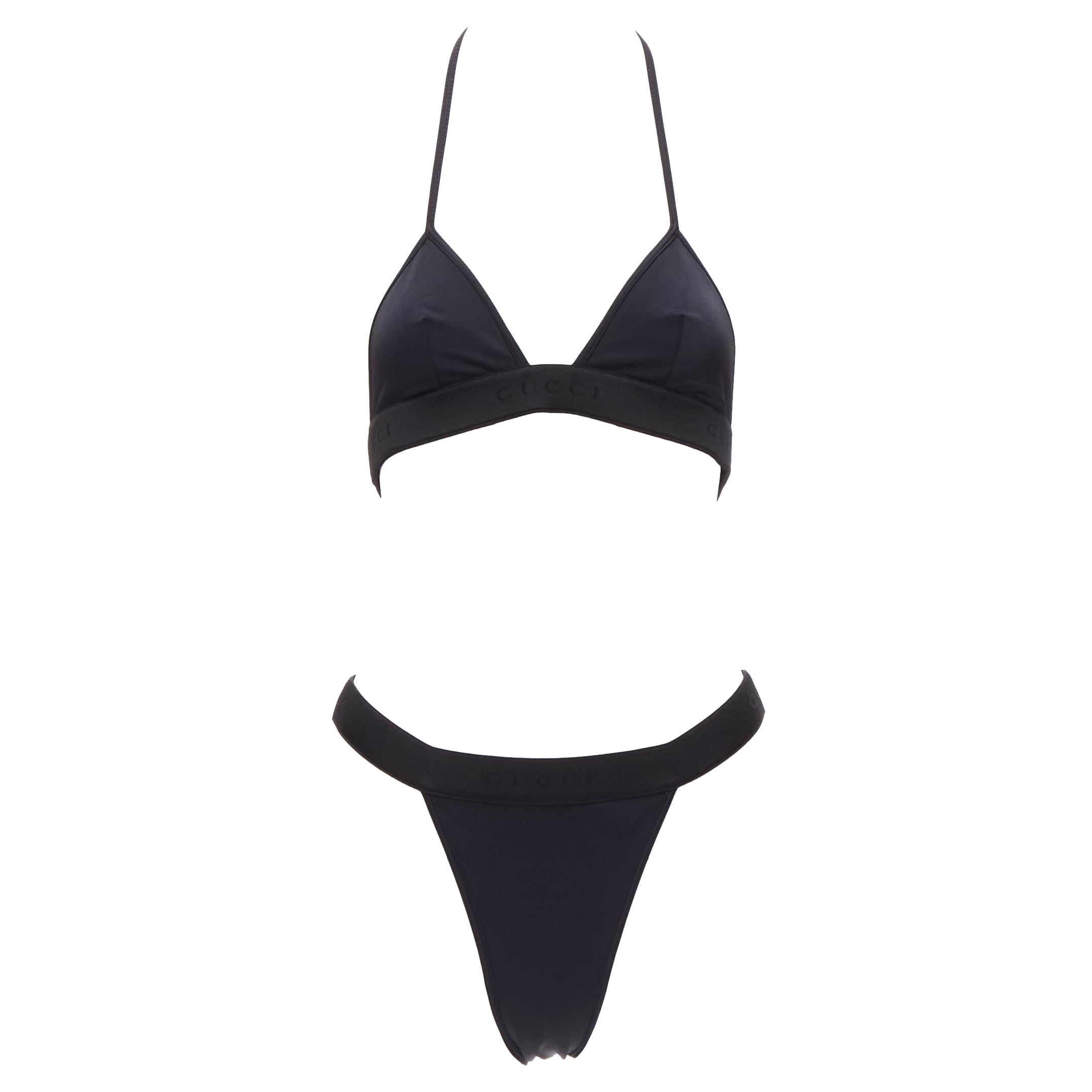 GUCCI Tom Ford Vintage braguita de bikini de 2 piezas con logo GG negro S en venta