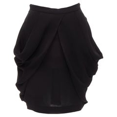 MIU MIU schwarzer asymmetrisch drapierter hochtaillierter Mini-Tulpenrock IT38 XS