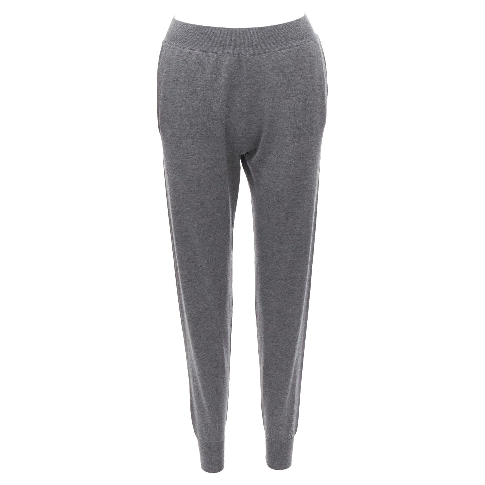 Stella McCartney 2016 pantaloni a vita media in maglia casual in misto lana grigio IT36 XXS