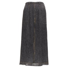 Issey MiYAake Pleats Please gonna tromp loeil in denim blu con cuciture gialle JP2