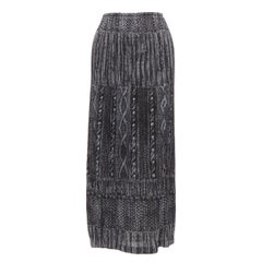 ISSEY MIYAKE PLEATS PLEASE gonna midi plissettata in maglia a cavi grigio-nera JP2 M
