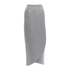 ROSIE ASSOULIN falda midi de cintura alta minimalista de pétalos curvados de lana gris US2 XS