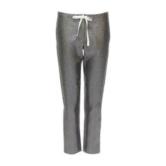 ROSIE ASSOULIN pantalones cortos de seda metalizada con purpurina iridiscente plateada XS