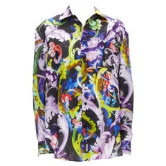 VERSACE 2021 Runway Baroccoflage colorful baroque floral linen shirt EU39 M
